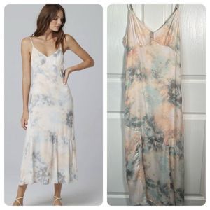 Saltwater LUXE Tie-Dye Midi Dress in Blue and Peach
